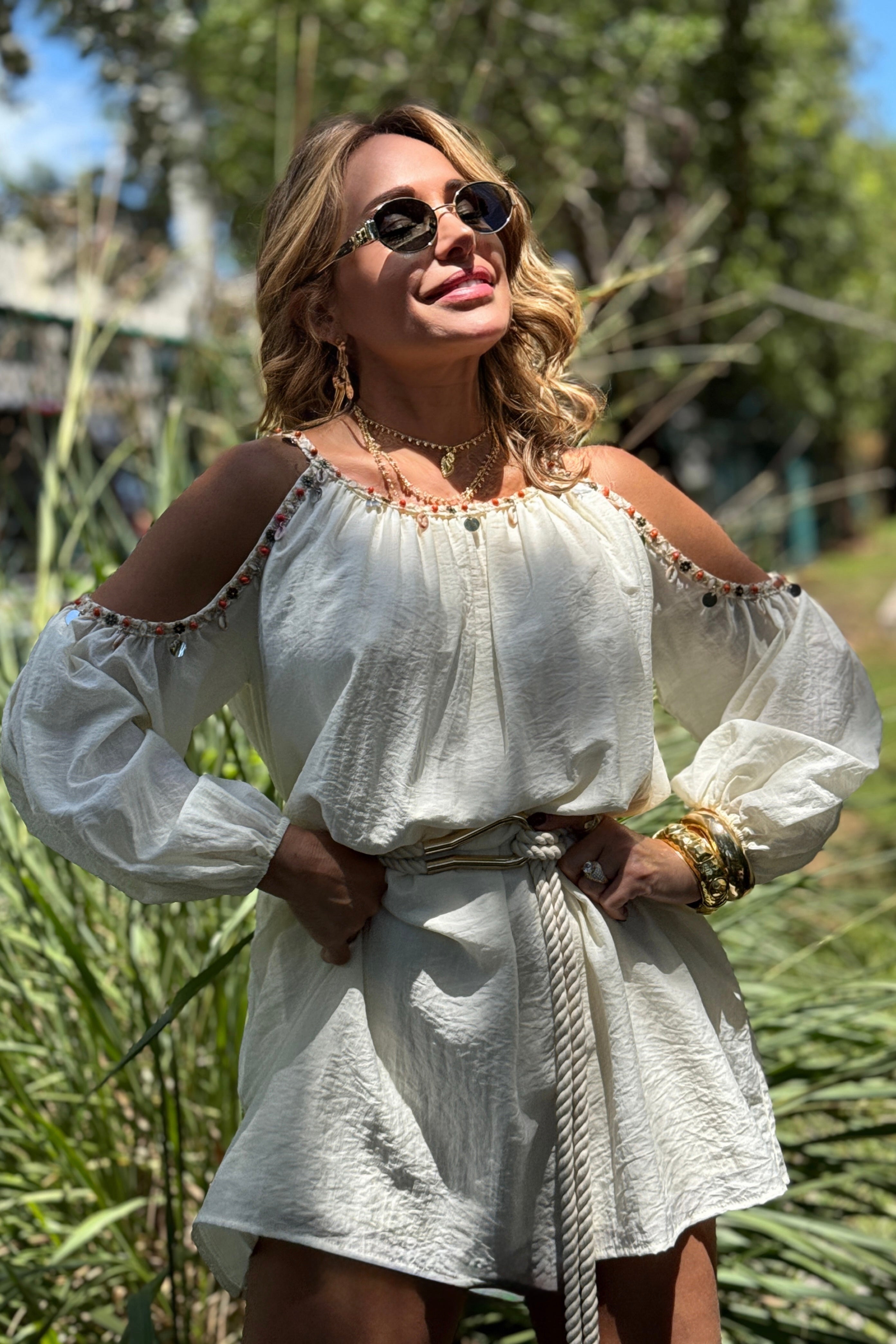 Open Shoulder Cut Dress