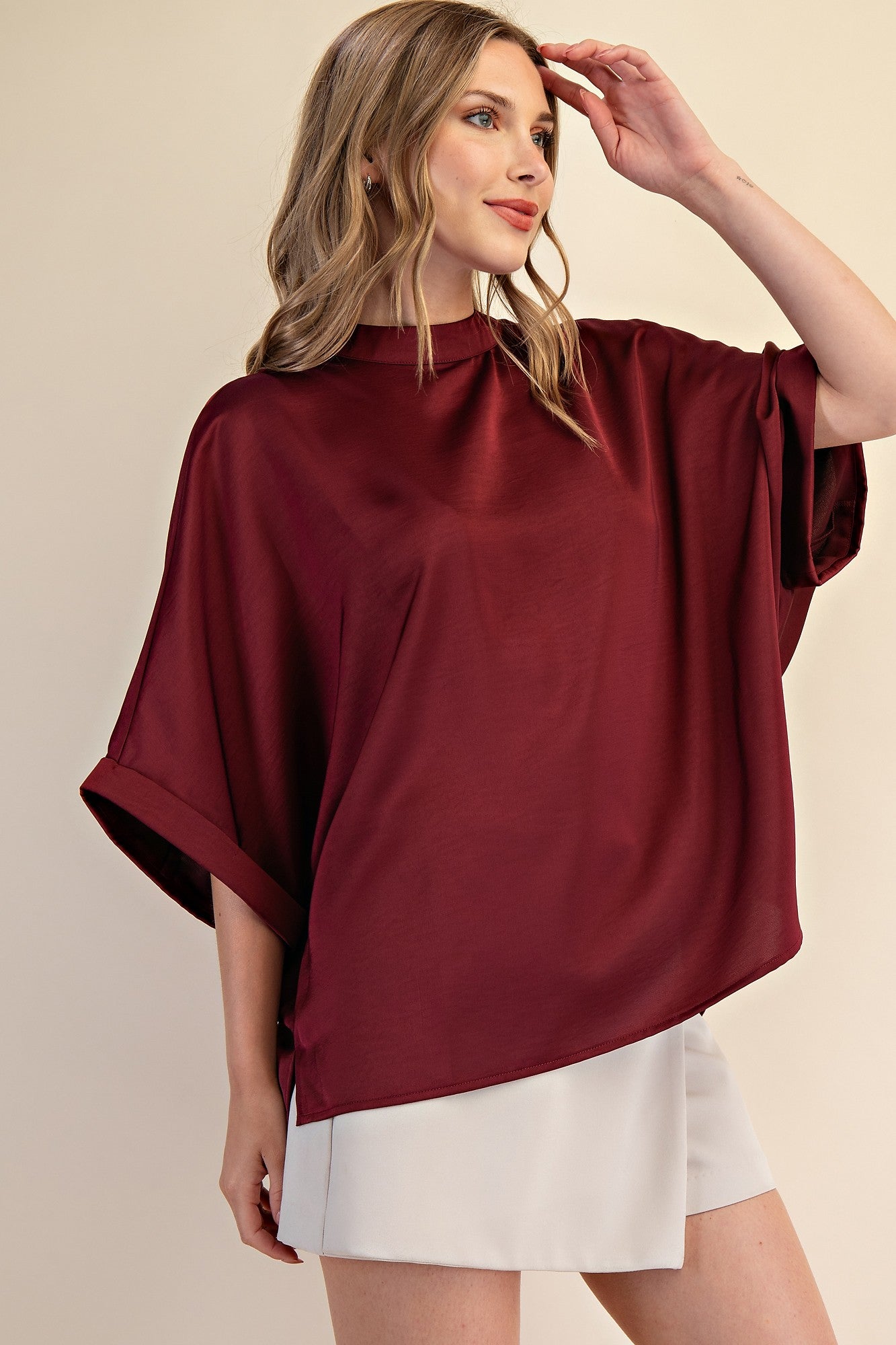 PAMELA SOLID OVERSIZED TOP BLOUSE