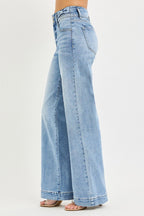 BOW WAIST WIDE LEG JEANS