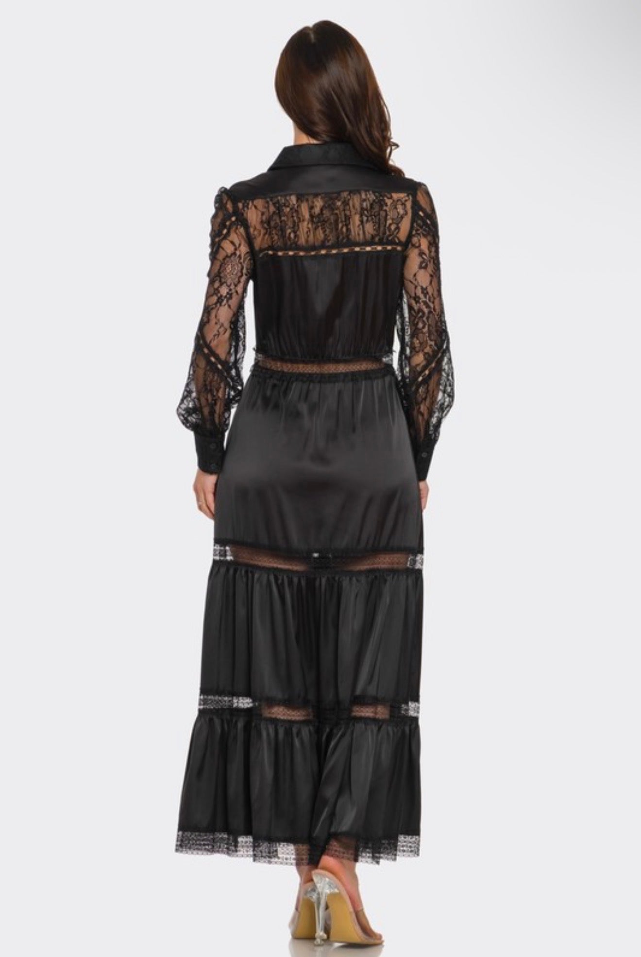 LACE SATIN MAXI DRESS