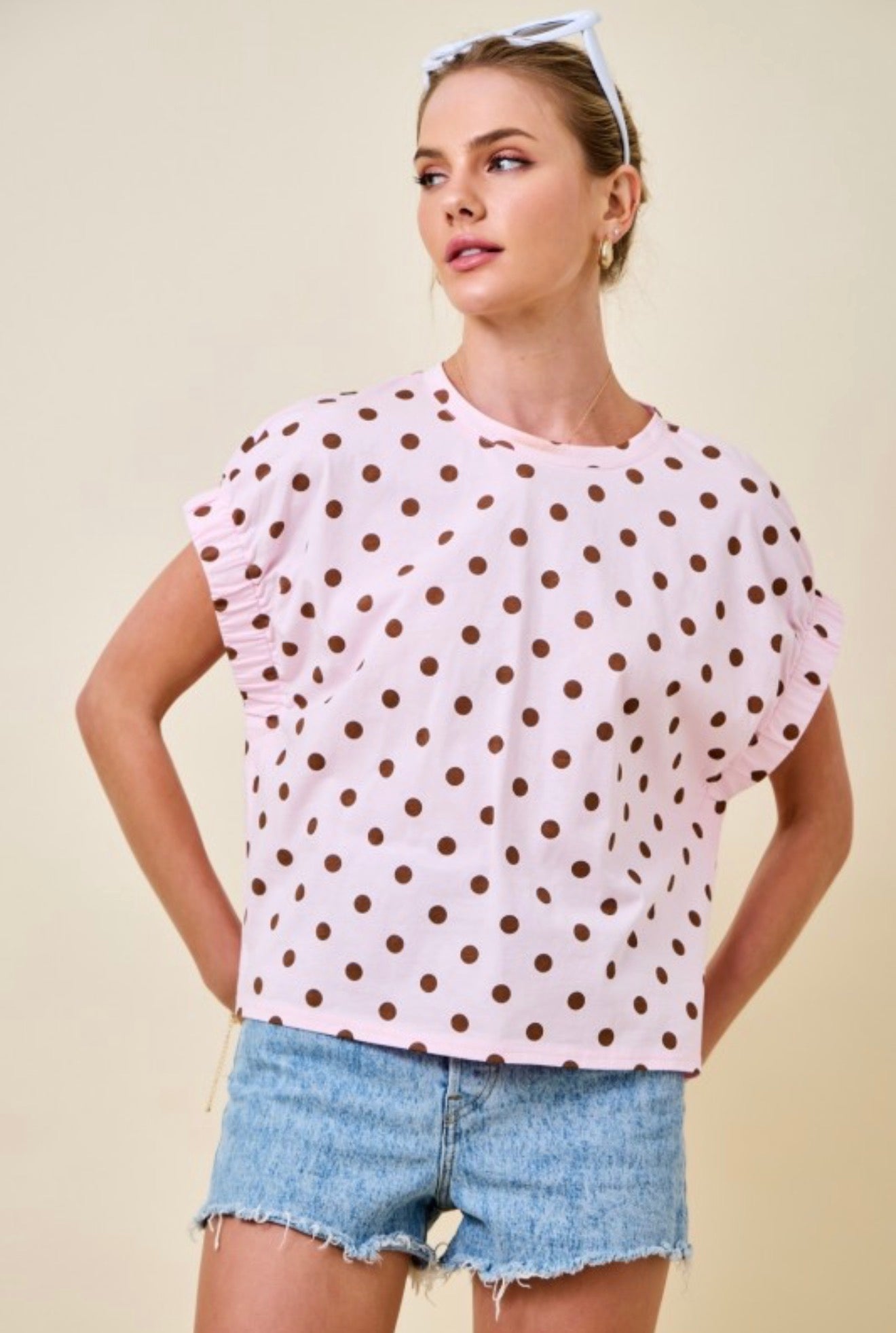 MOCHA POLKA DOT T-SHIRT
