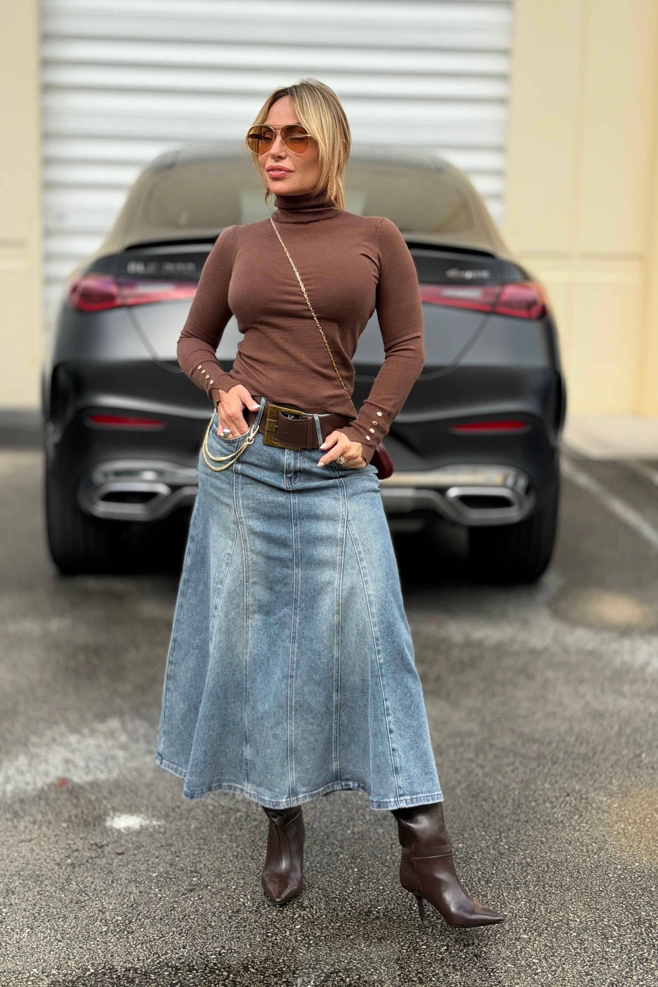 Camila Belted Midi Skirt