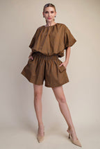 DOT BLOUSON TWO PIECES SET
