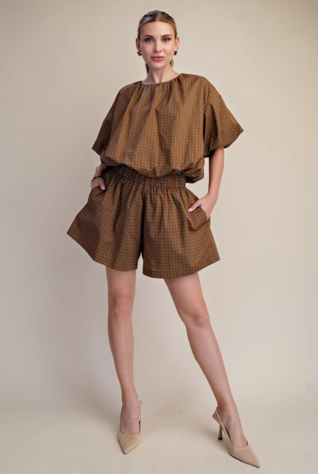 DOT BLOUSON TWO PIECES SET