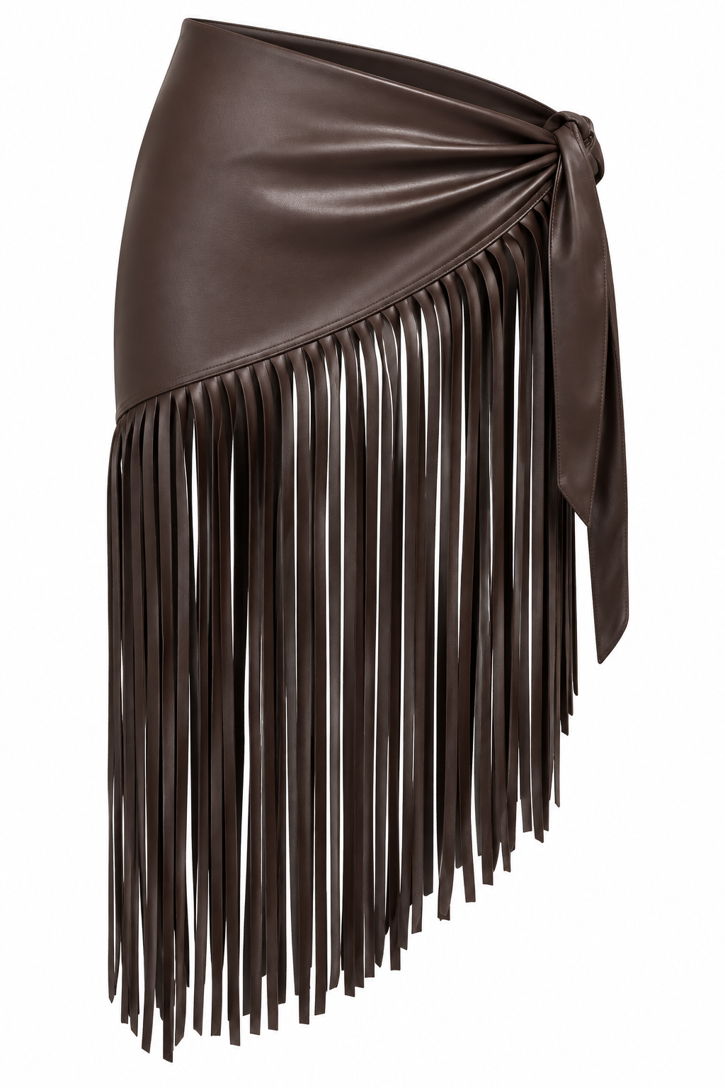 FAUX LEATHER FRINGE WRAP SKIRT