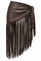 FAUX LEATHER FRINGE WRAP SKIRT
