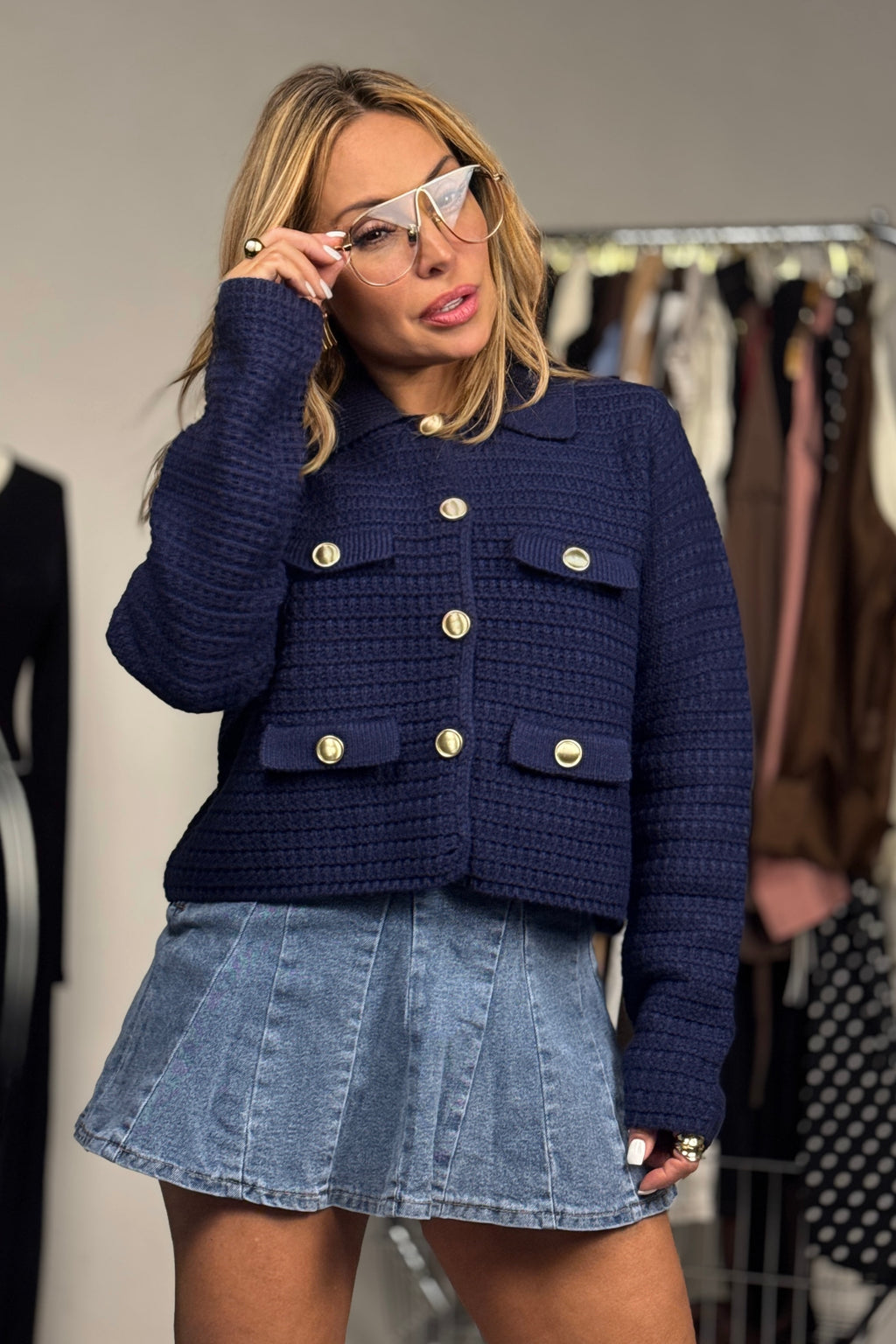 Textured Knit Sweater Jacket