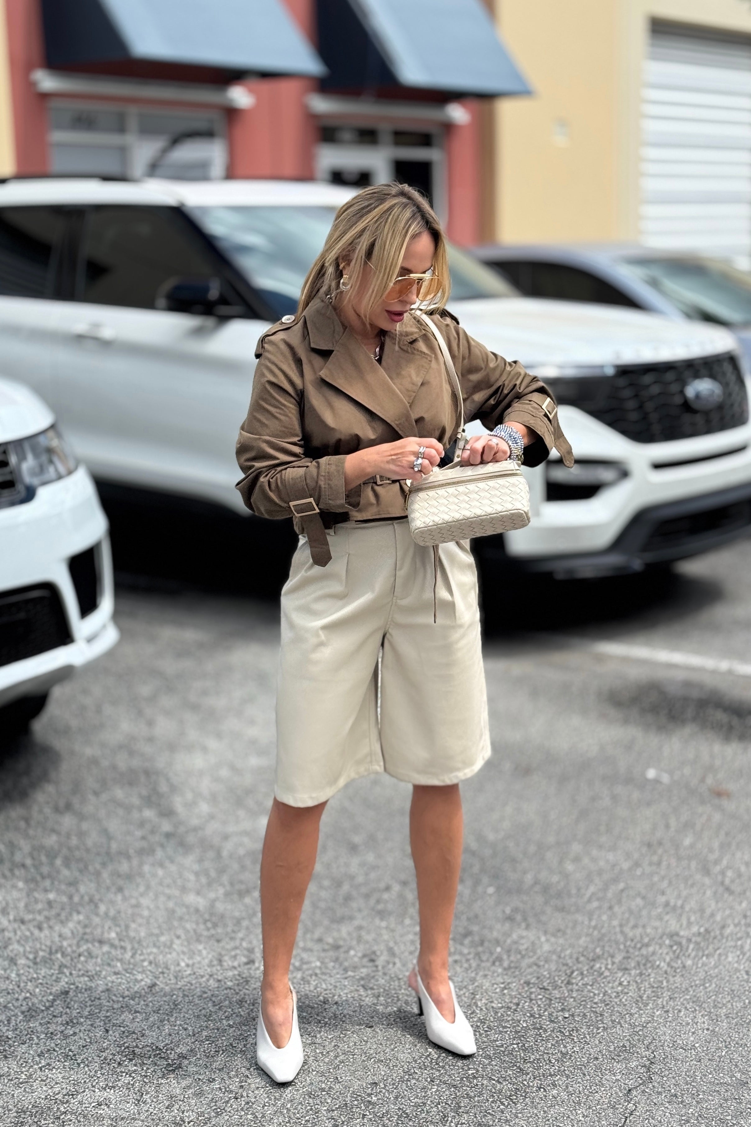 SANDRA LEATHER BERMUDA SHORT