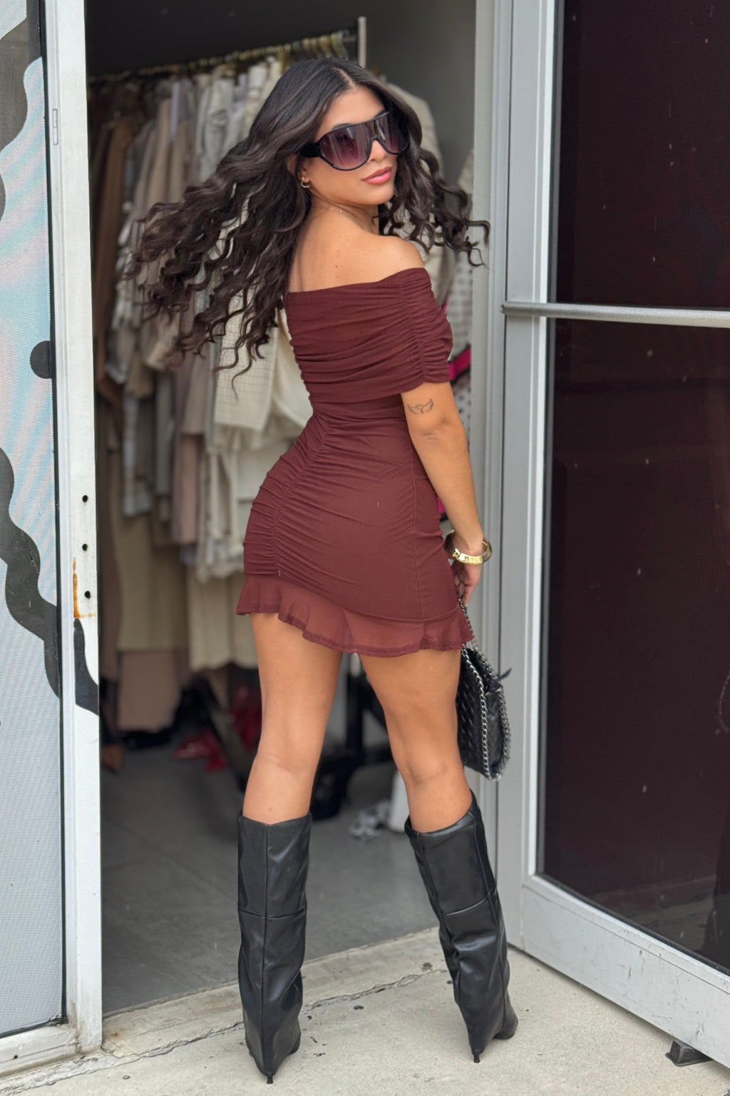 Mesh Off Shoulder Dress