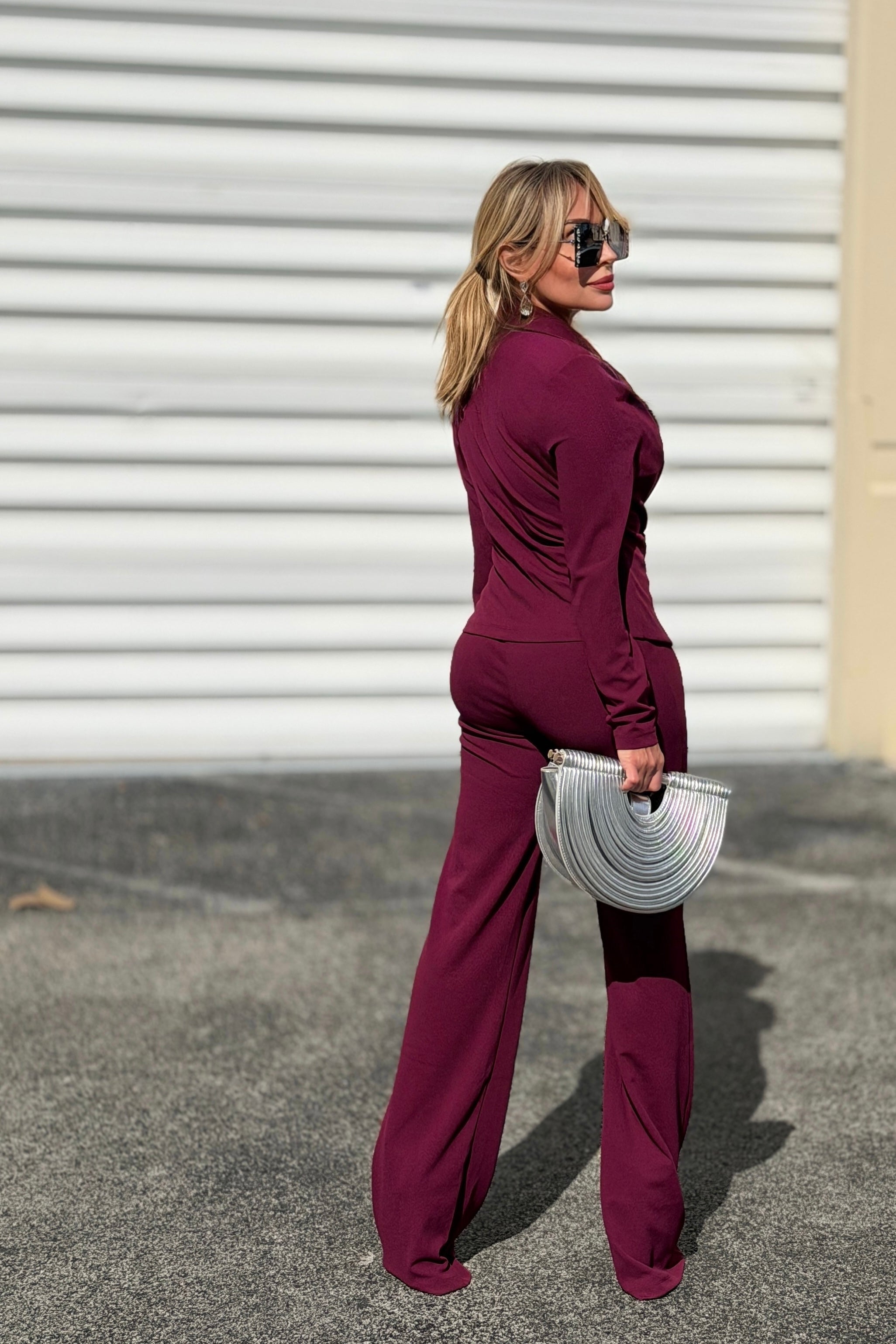 Stone Blazer Suit Two Pieces Set