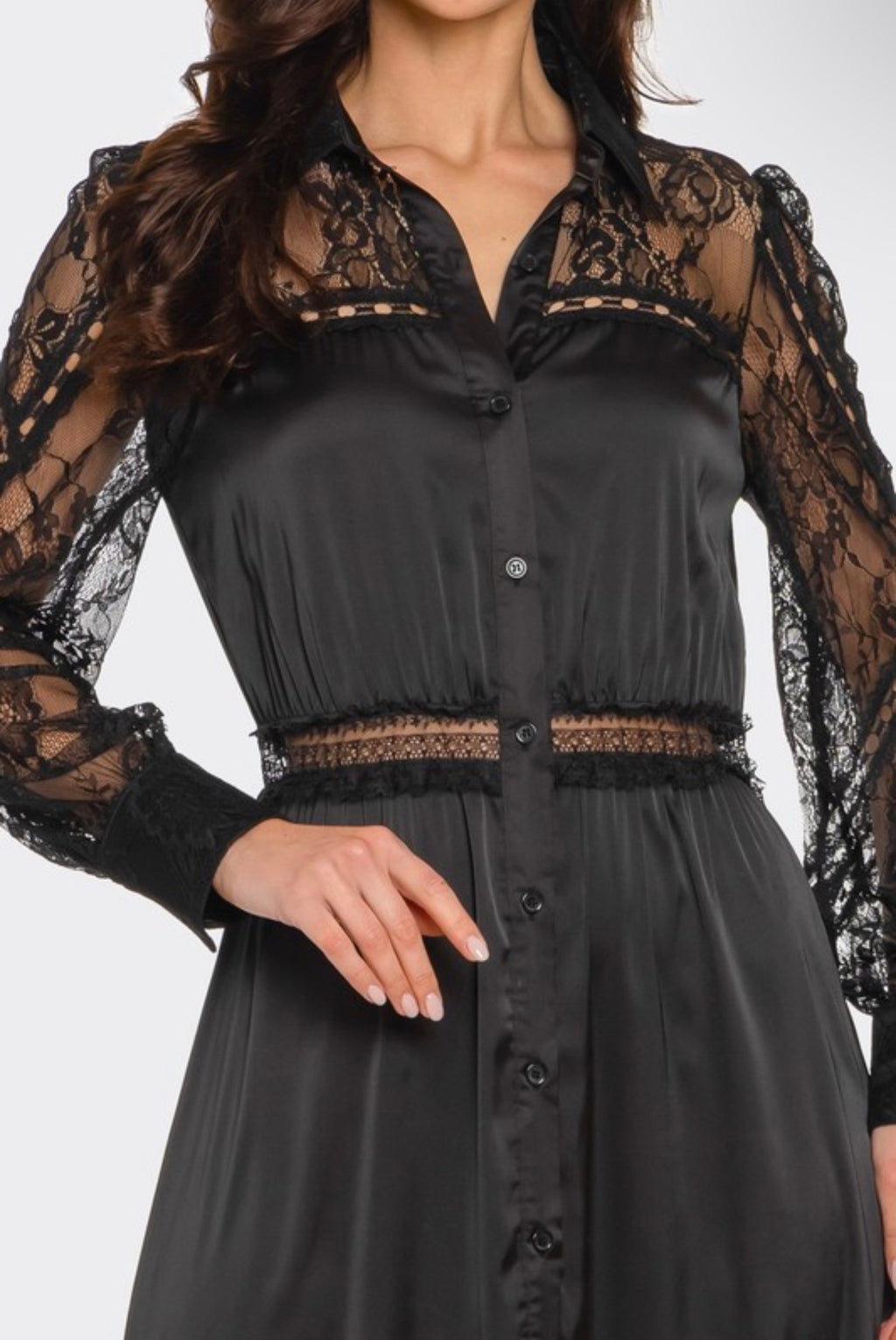 LACE SATIN MAXI DRESS