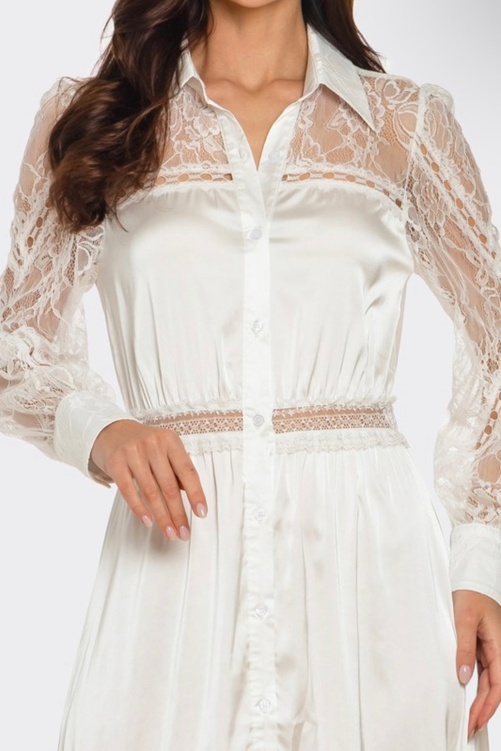 LACE SATIN MAXI DRESS