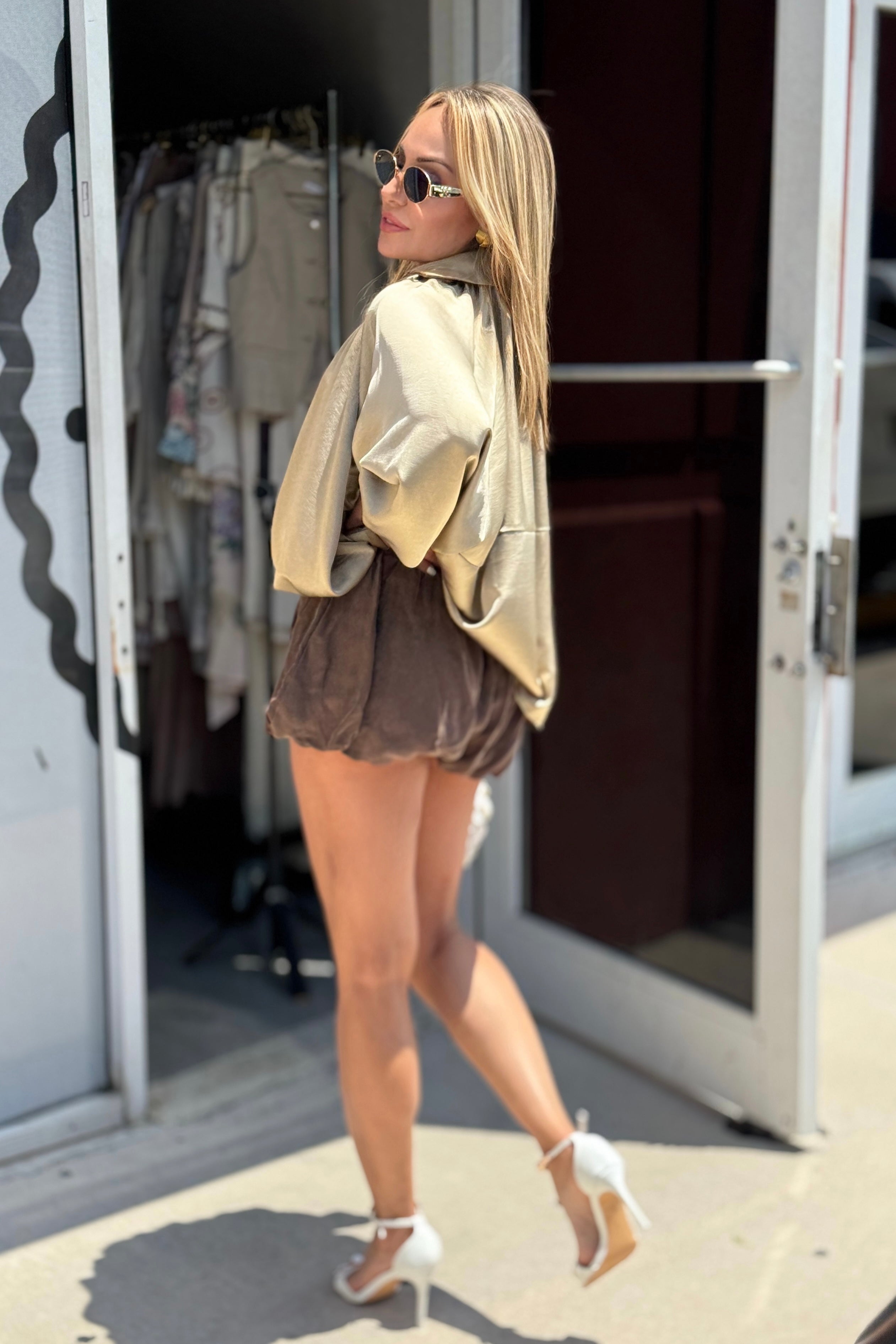 Gloria Puffed Bomber Blouse Jacket