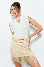 SOLID FRINGE SKIRT