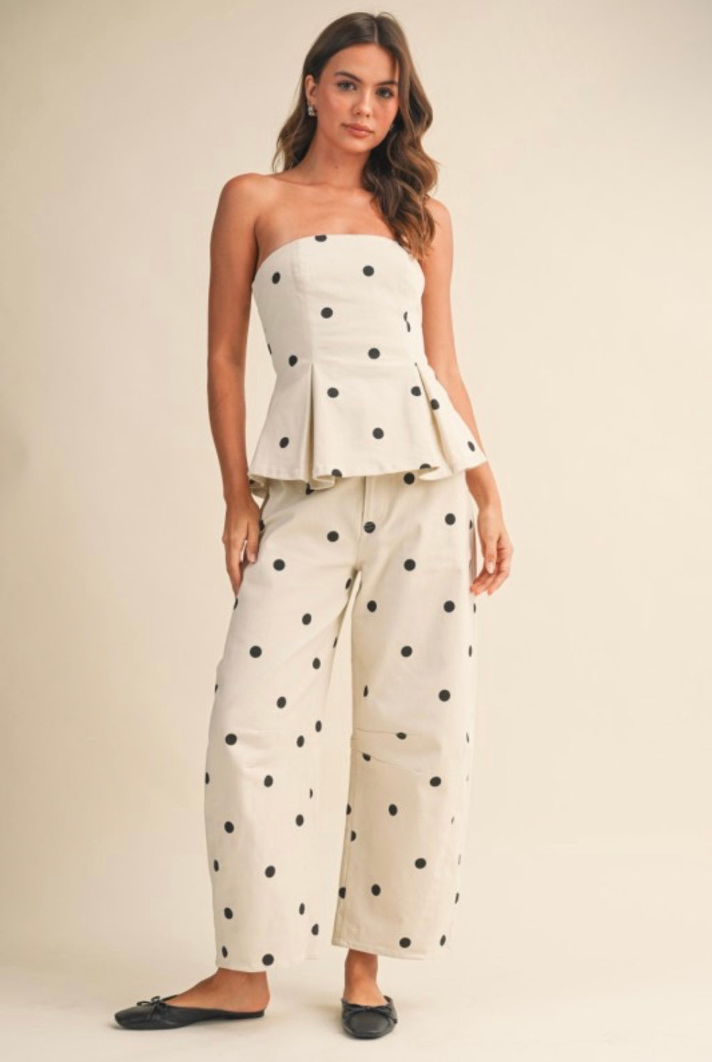 POLKA DOT PEPLUM TWO PIECES SET
