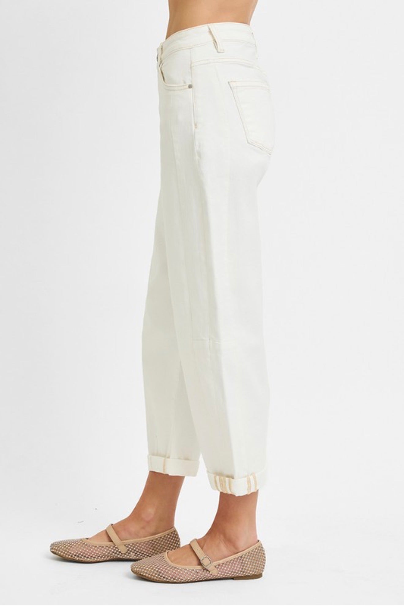 RISEN IVORY BARREL JEANS