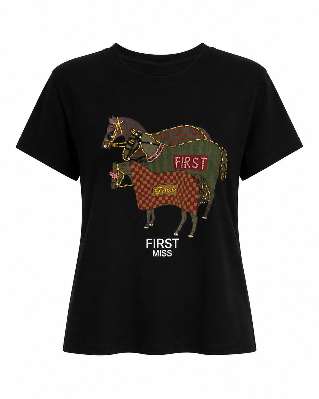 EQUESTRIAN BEADED T-SHIRT