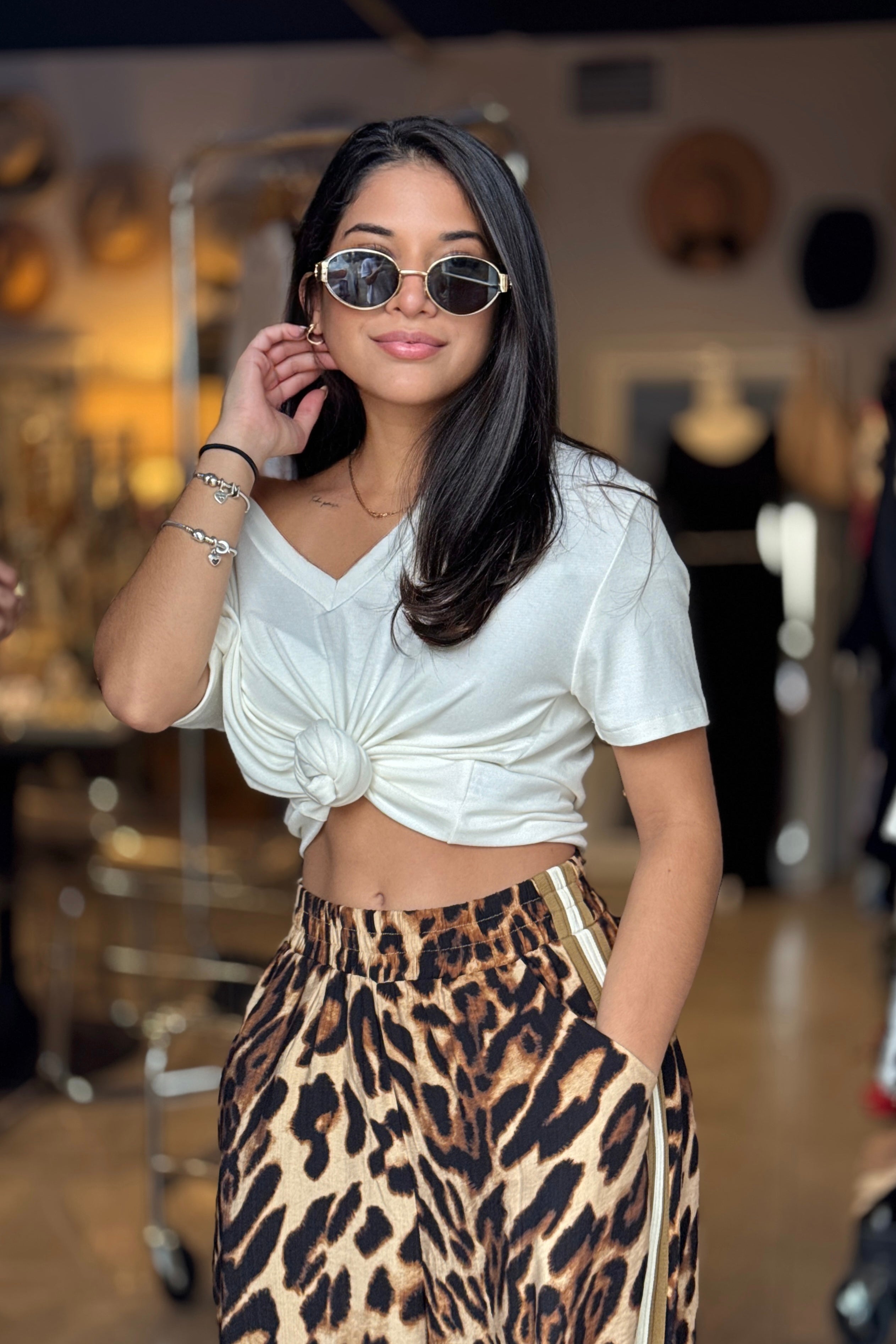 Animal Print Stripes Pant