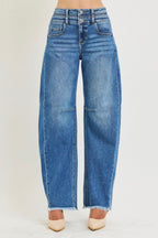RISEN STRETCH BARREL JEANS