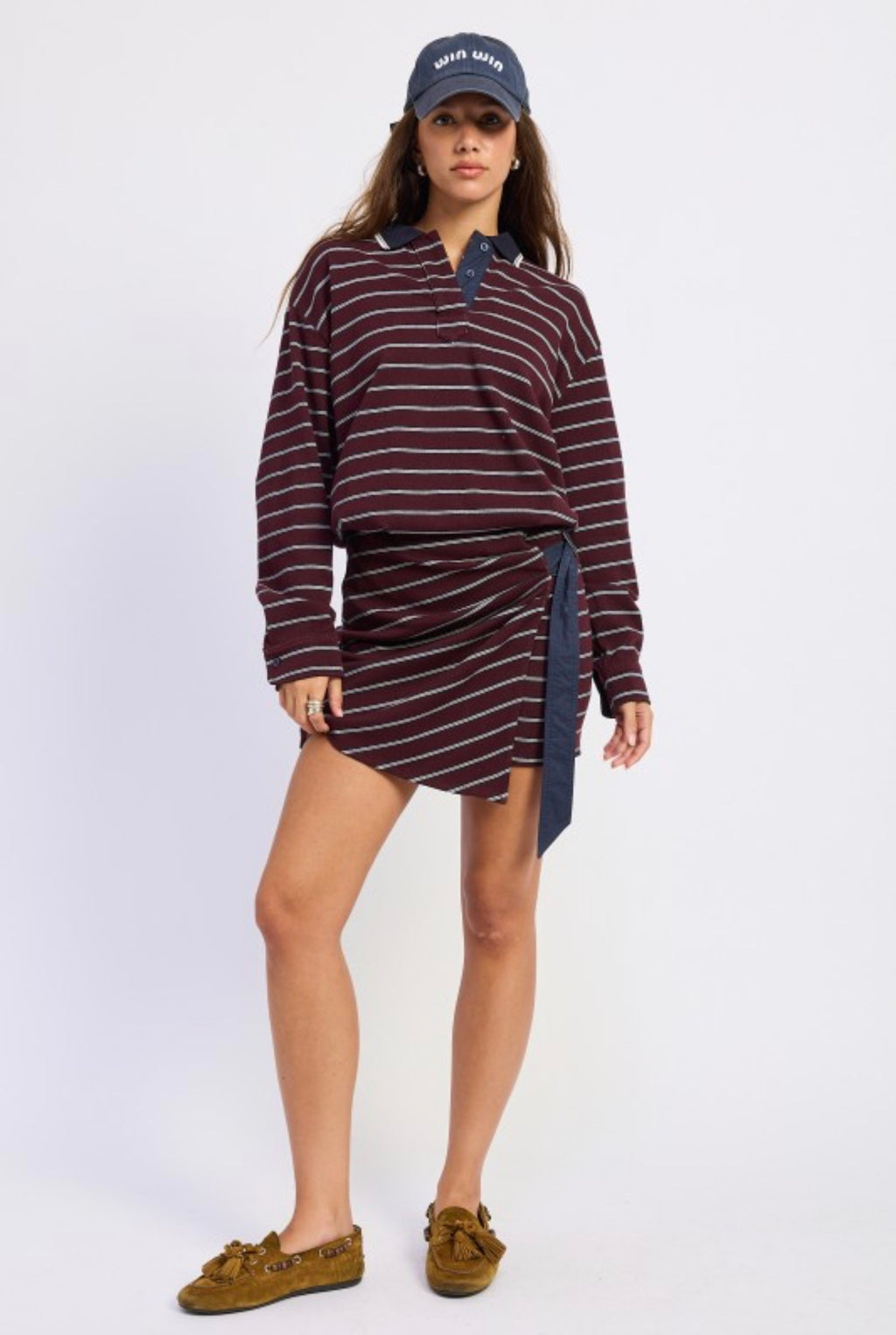 STRIPED RUGBY MINI DRESS