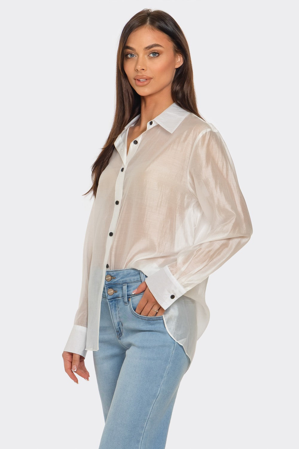 Sheer Oversize Blouse Shirt