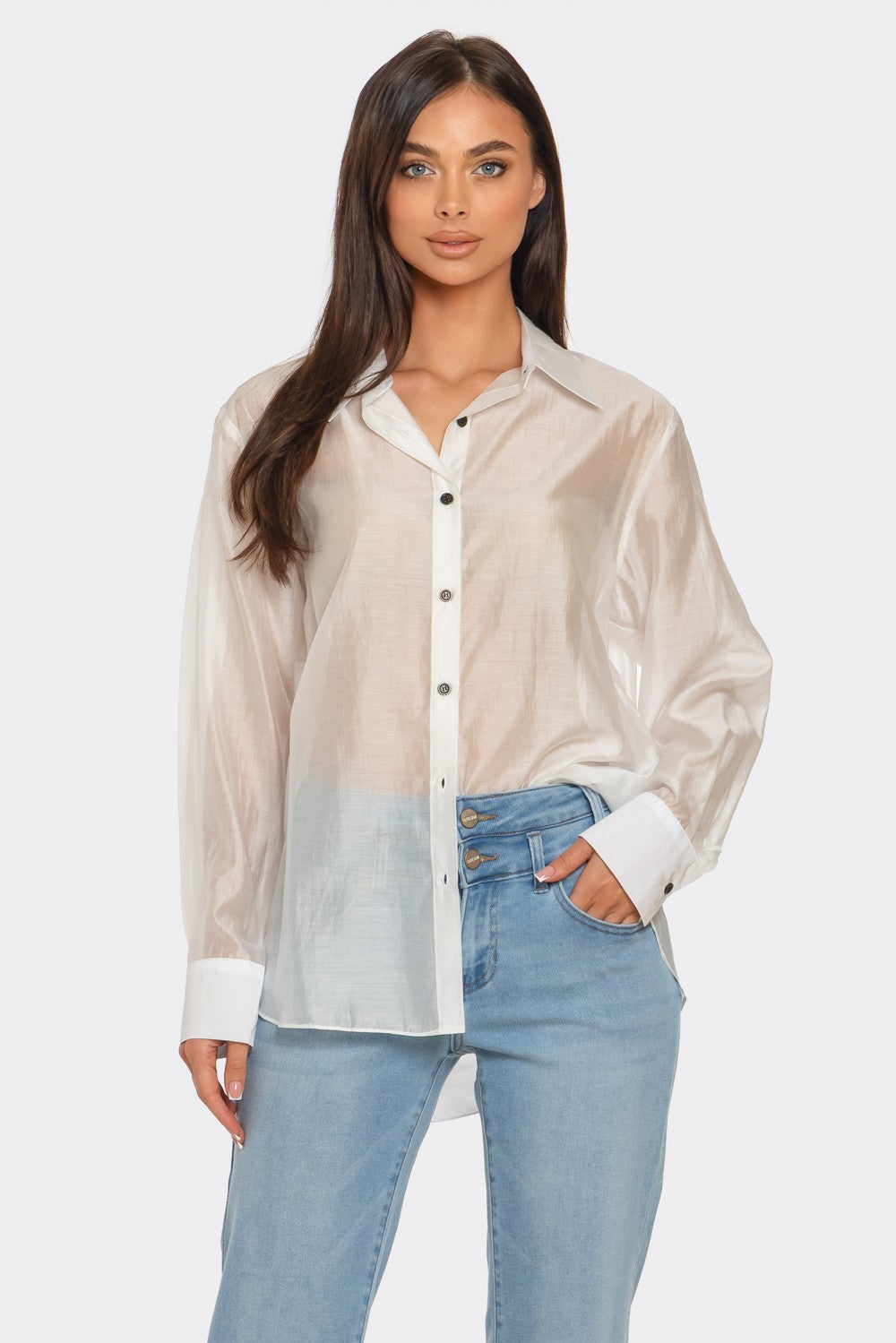 Sheer Oversize Blouse Shirt