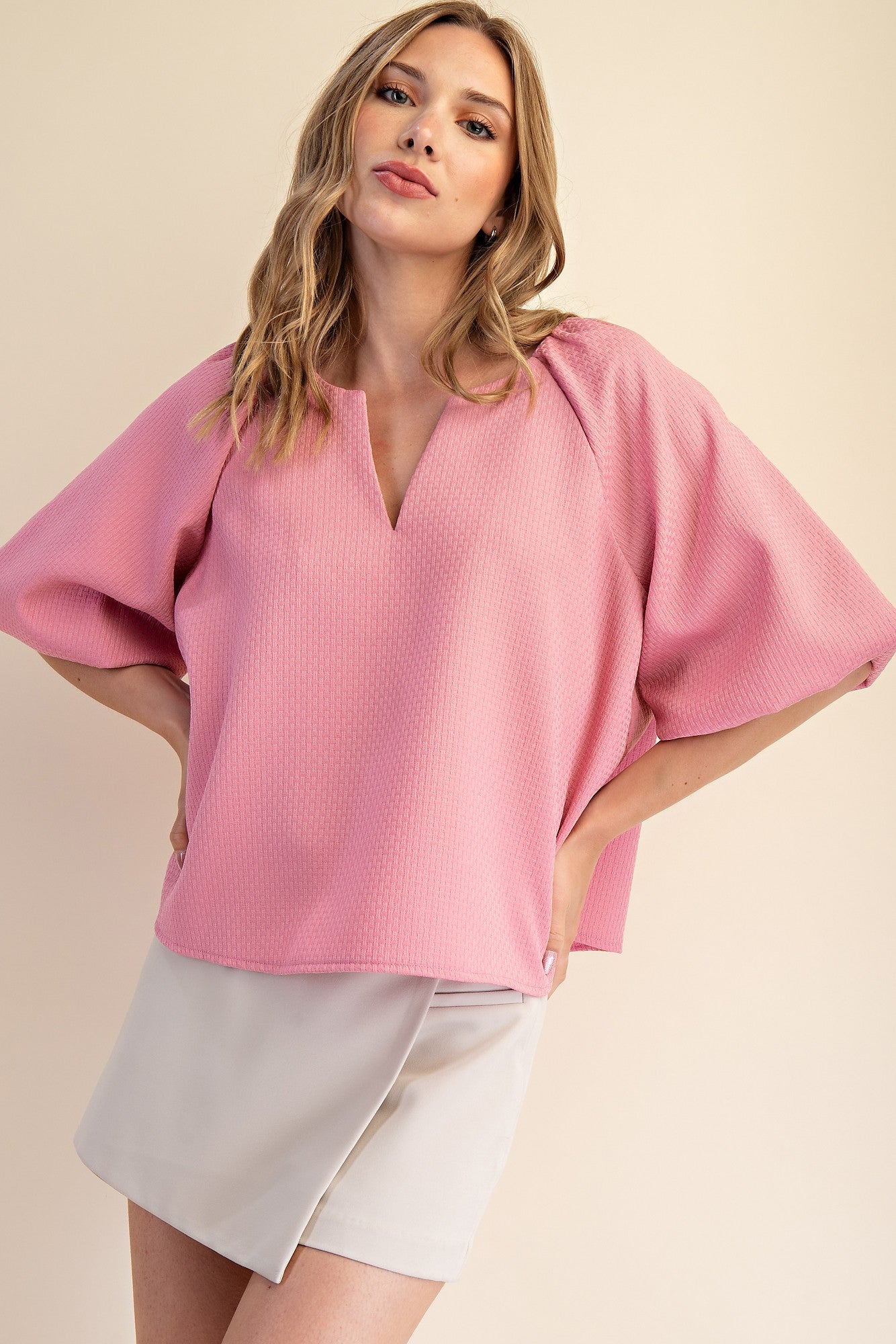 V-neck Raglan Sleeve Top Blouse