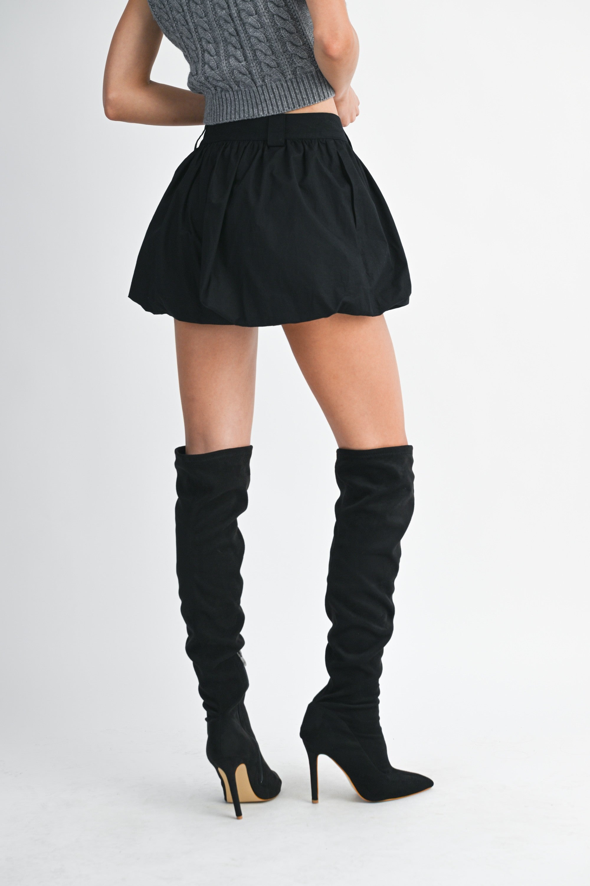 Solid Bubble Hem Shorts