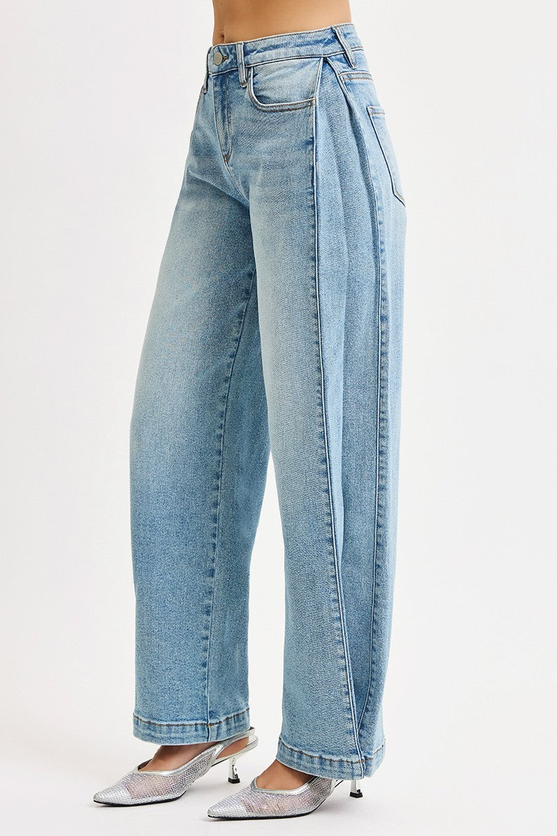 Mid Rise Wide Barrel Transferable Leg Snap Jean