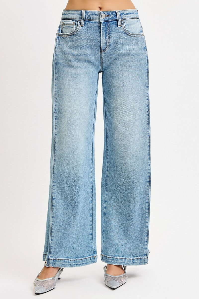 Mid Rise Wide Barrel Transferable Leg Snap Jean