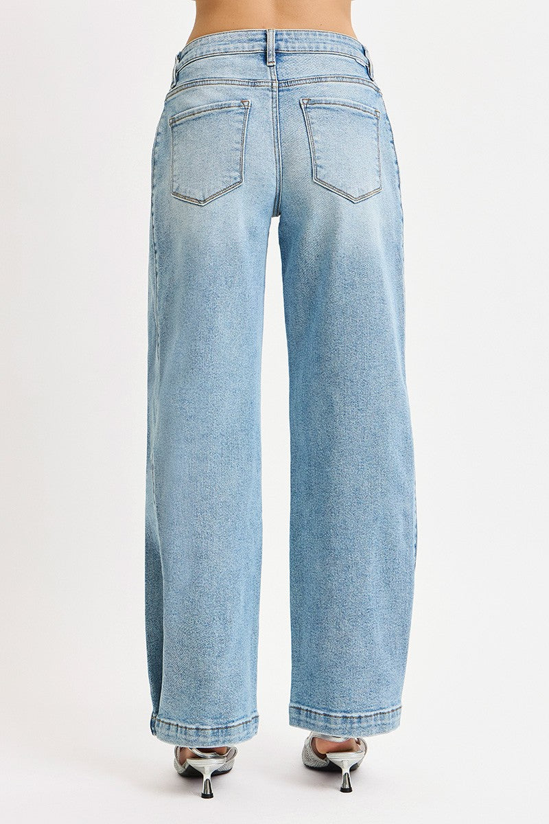 Mid Rise Wide Barrel Transferable Leg Snap Jean