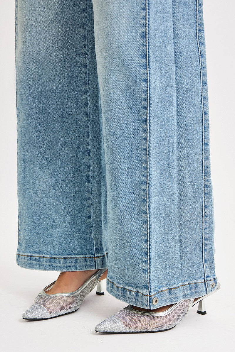 Mid Rise Wide Barrel Transferable Leg Snap Jean