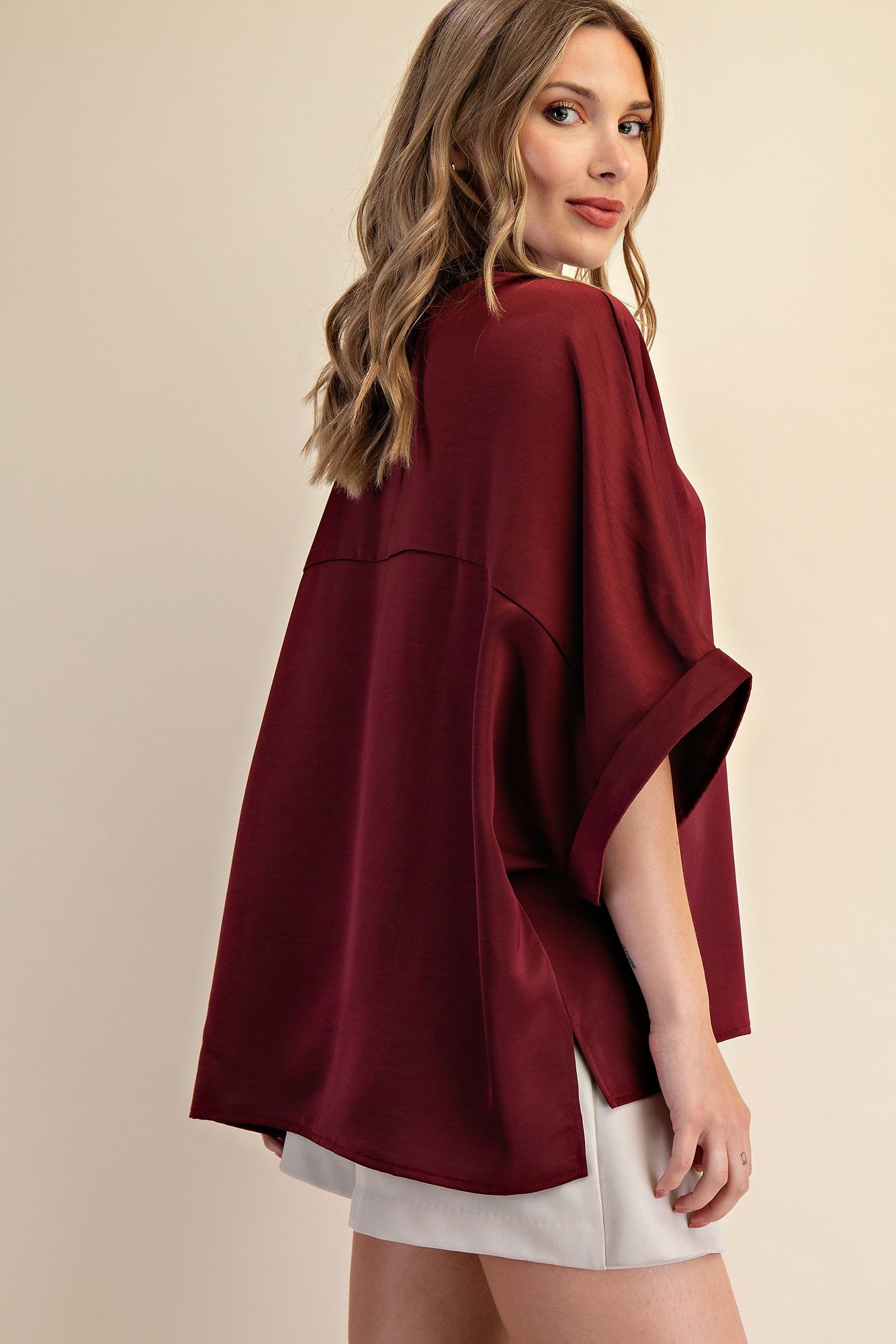 PAMELA SOLID OVERSIZED TOP BLOUSE