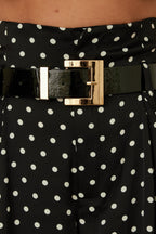 High Waist Woven Polka Dot Print Pant