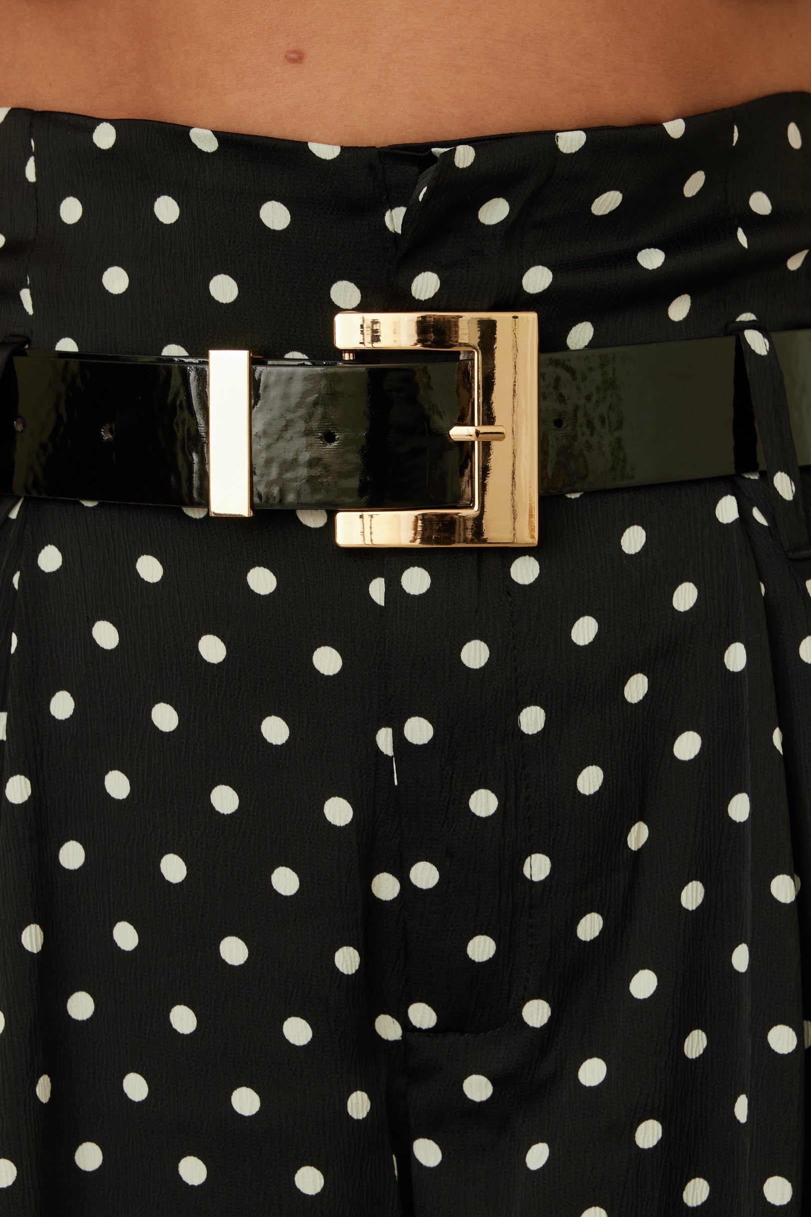 High Waist Woven Polka Dot Print Pant