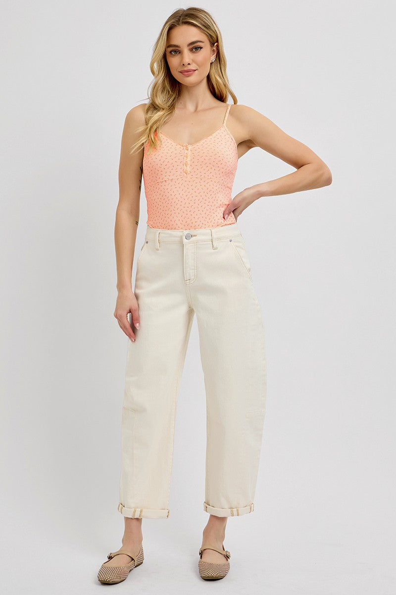 High Rise Relaxed Barrel Cuffed Pants