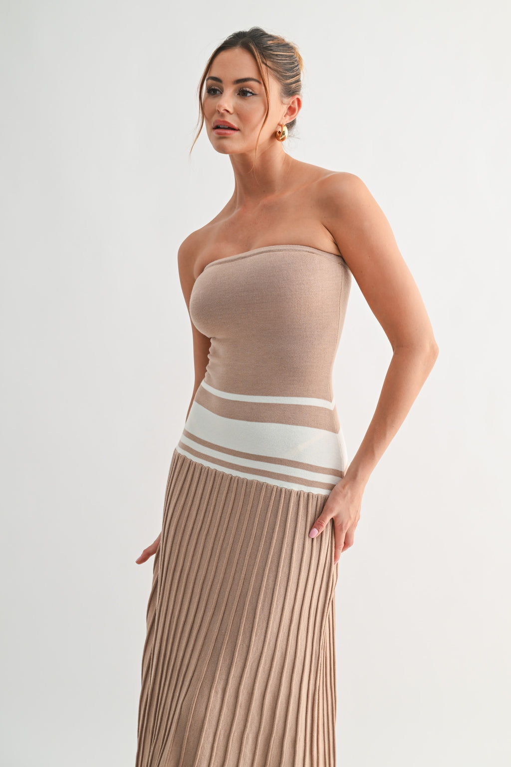Sculpted Pleat Knit Maxi Dress