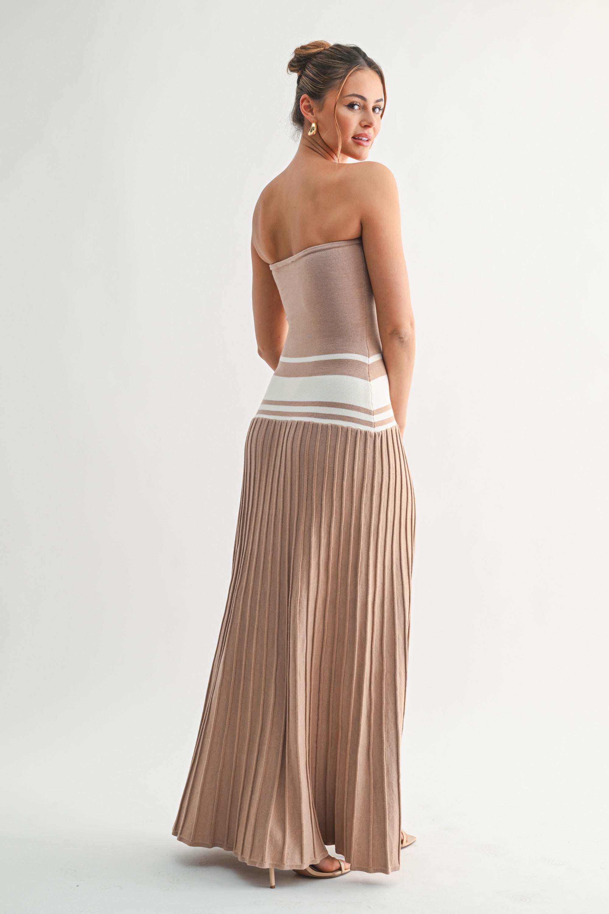 Sculpted Pleat Knit Maxi Dress