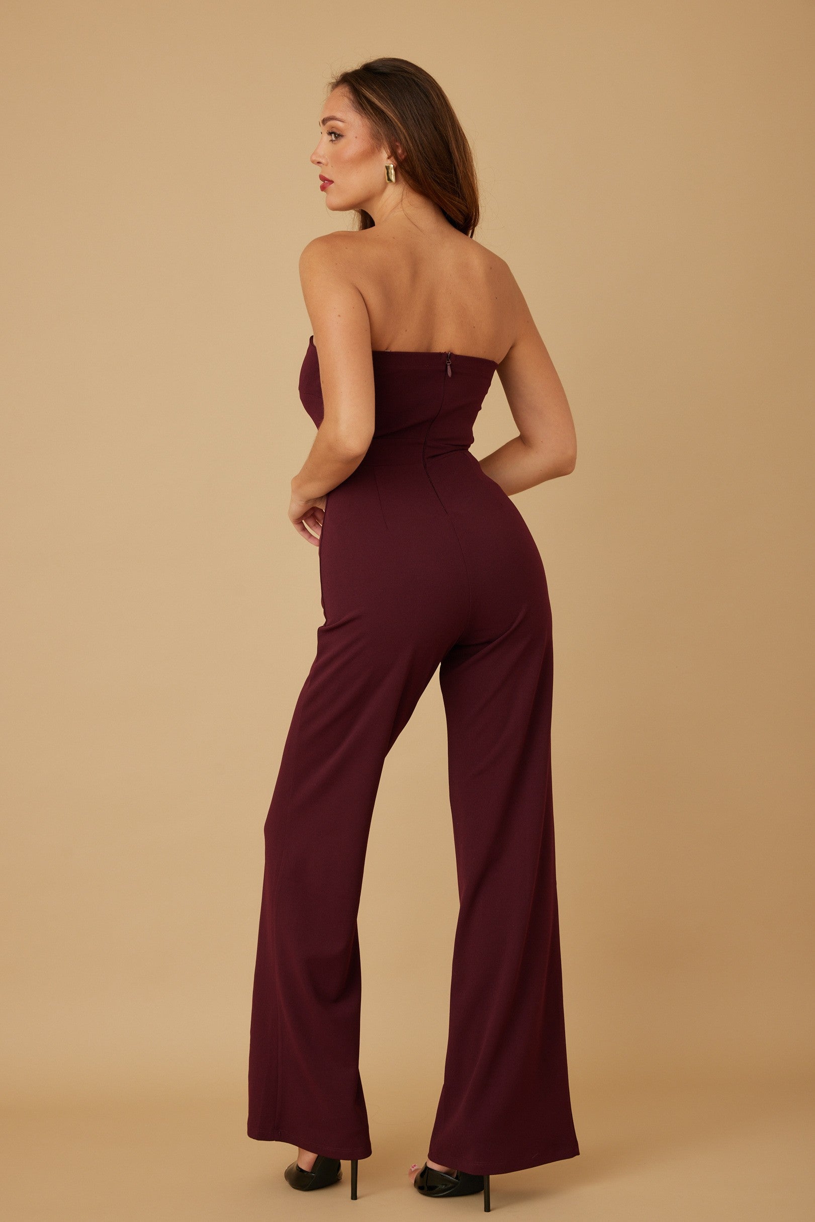 Off Shoulder Button Trim Fashion Jumpsuit