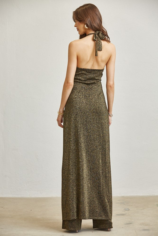 Lurex Halter Maxi Two Pieces Set