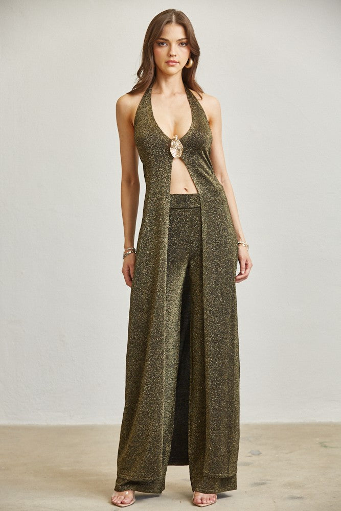Lurex Halter Maxi Two Pieces Set