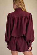 High Collar Balloon-hem Jacket
