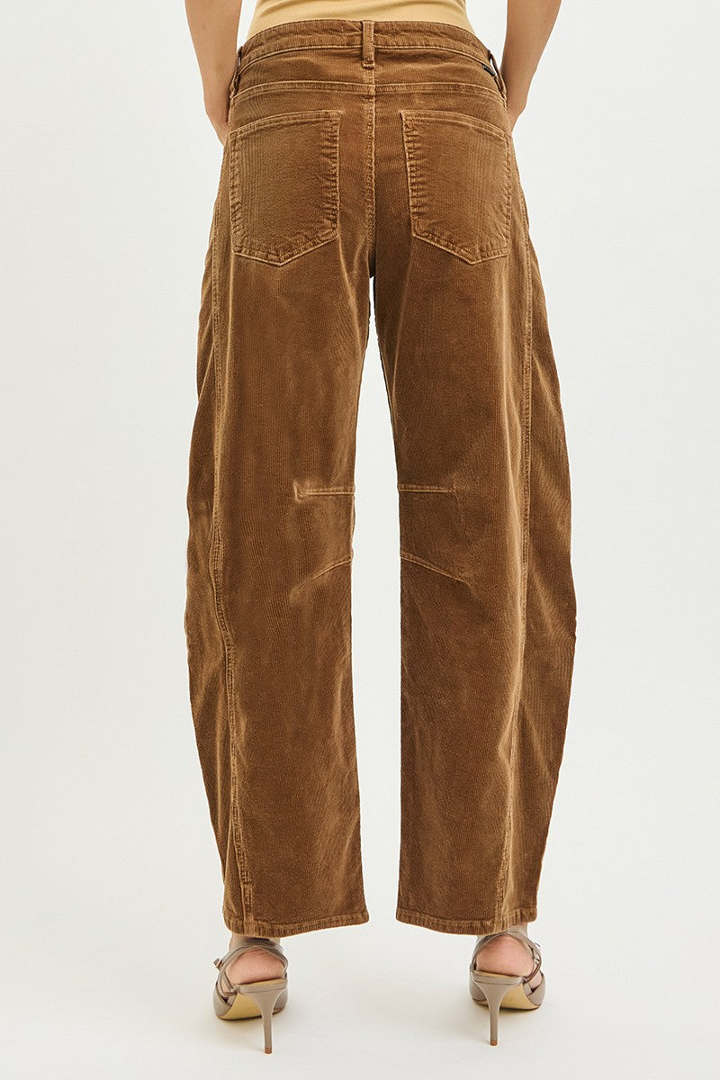Slouchy Ankle Barrel Corduroy Pant