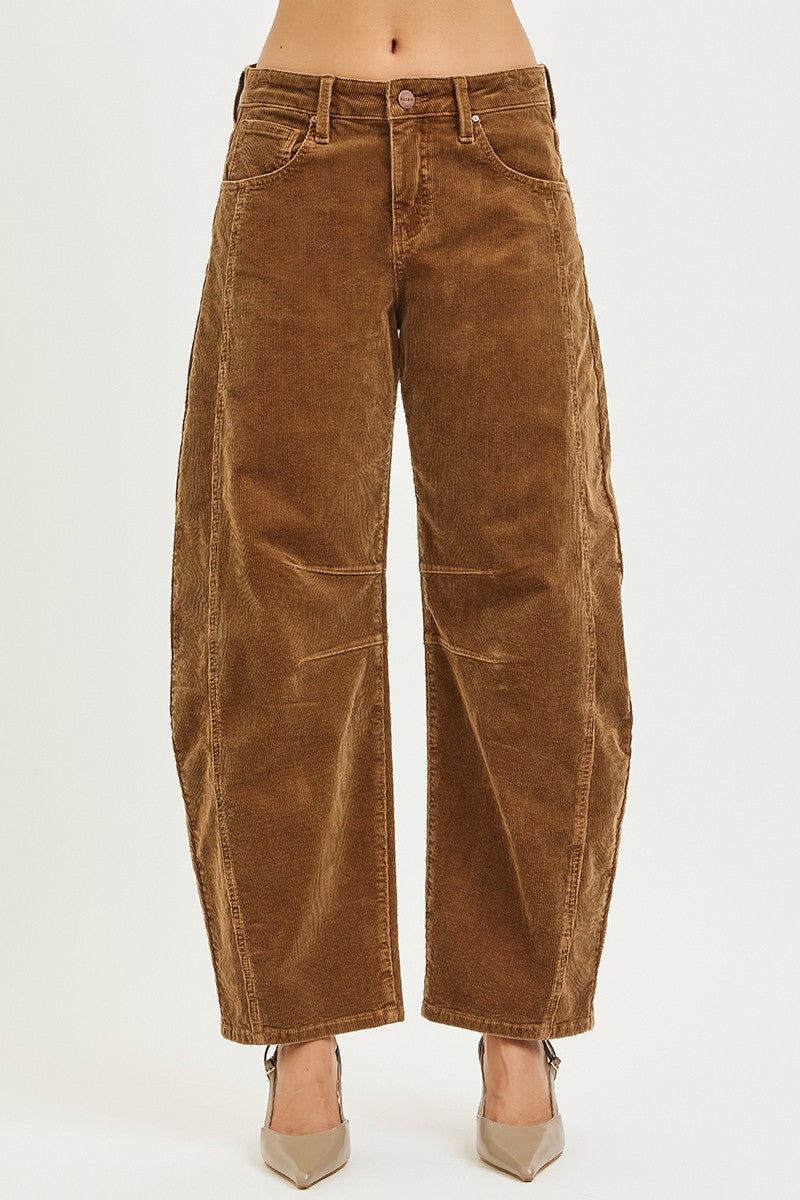 Slouchy Ankle Barrel Corduroy Pant