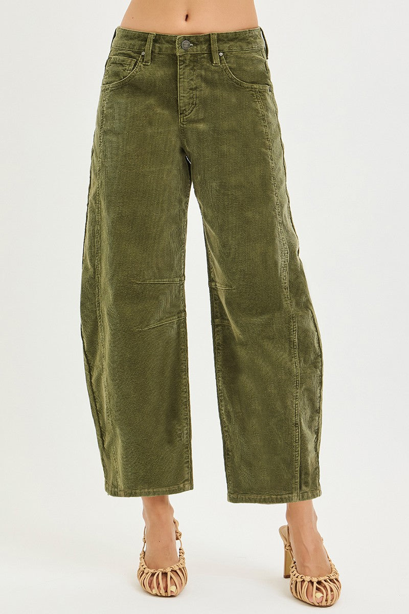 Slouchy Ankle Barrel Corduroy Pant