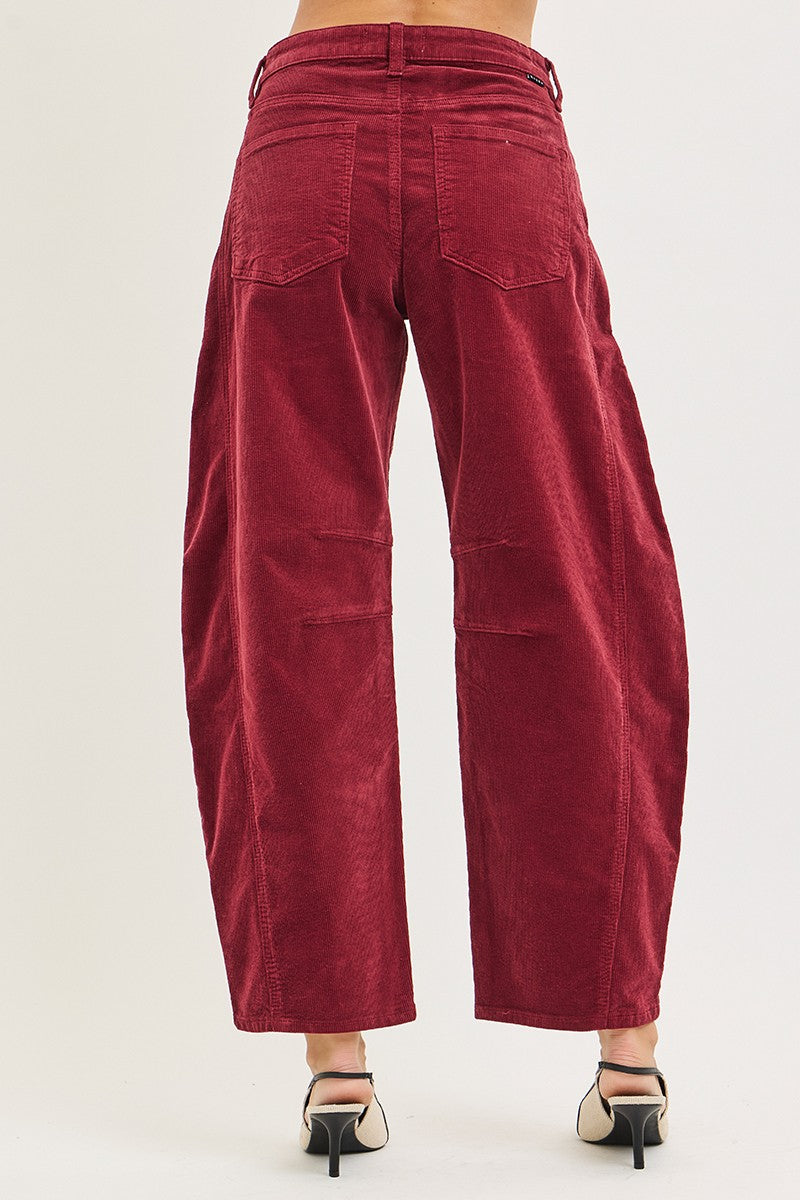 Slouchy Ankle Barrel Corduroy Pant