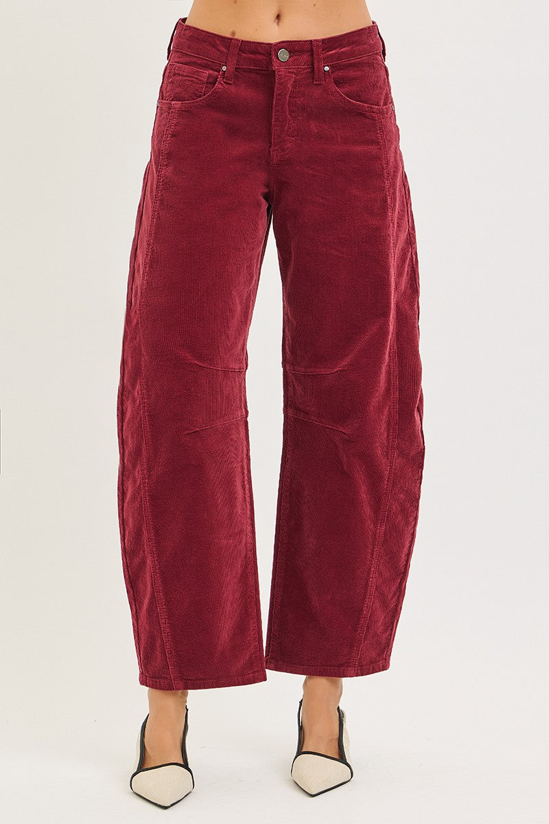 Slouchy Ankle Barrel Corduroy Pant