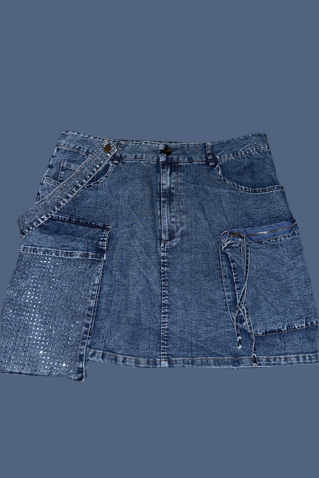 SHINNY DENIM SKIRT