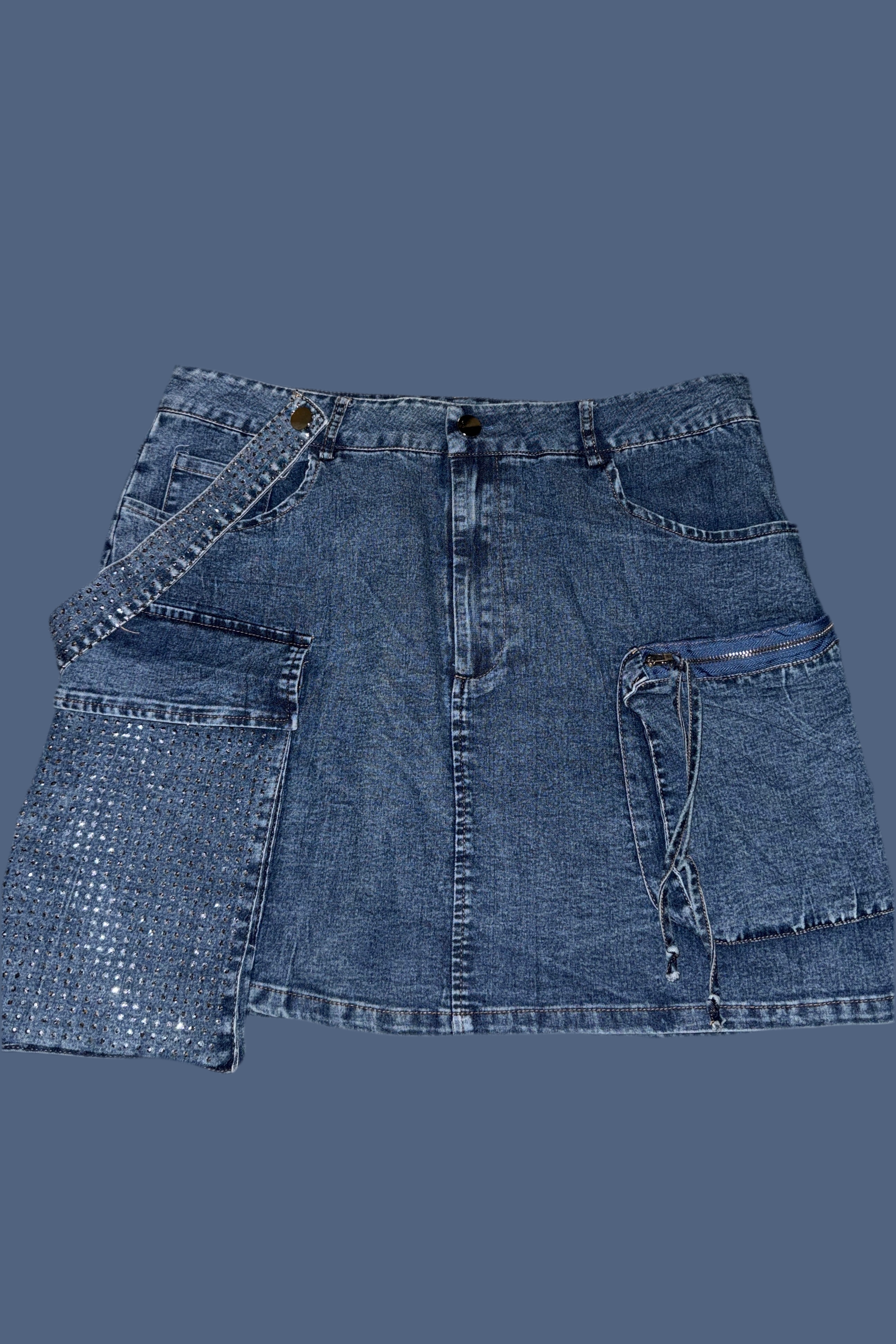 SHINNY DENIM SKIRT