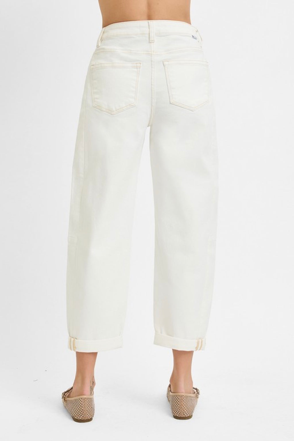 RISEN IVORY BARREL JEANS